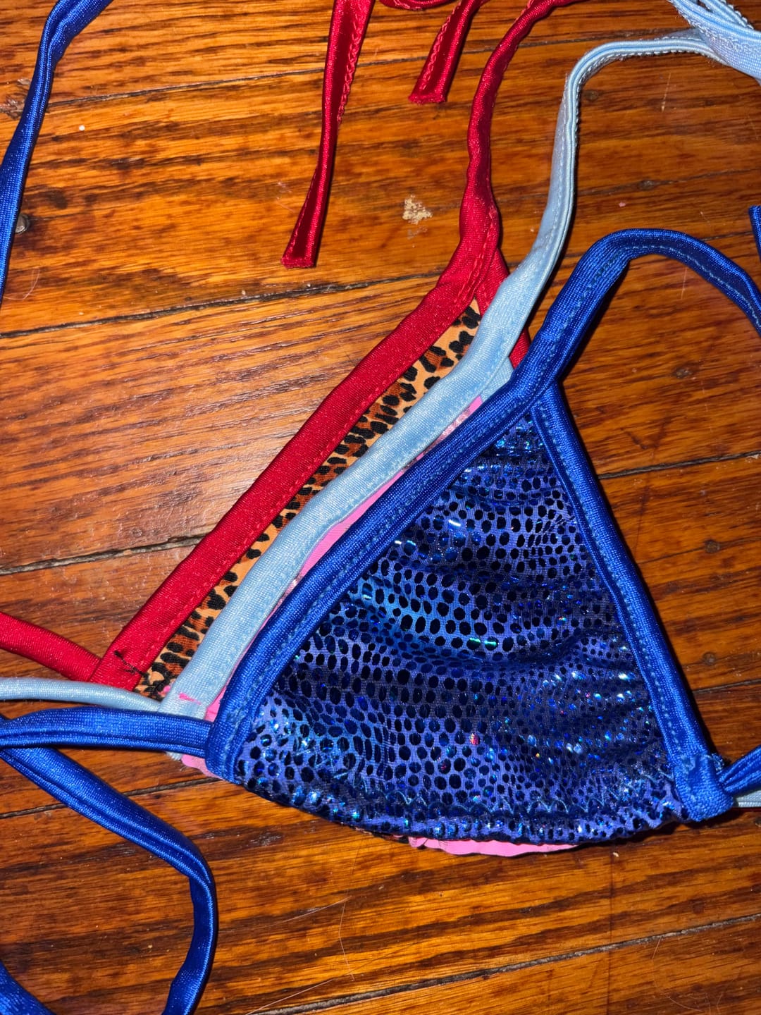 Customer photo review of She's Perfect Mini Side Tie Kini: Holo Tiger Royal Blue
