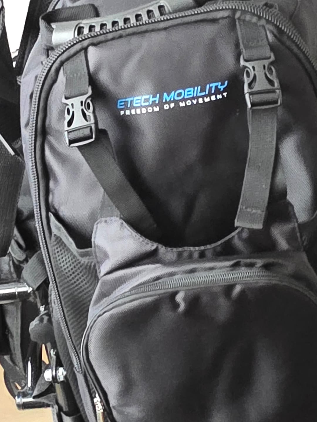 Customer photo review of Etech Mobility Wheelchair Backpack – Lightweight, Durable Storage Bag for Electric & Manual Wheelchairs