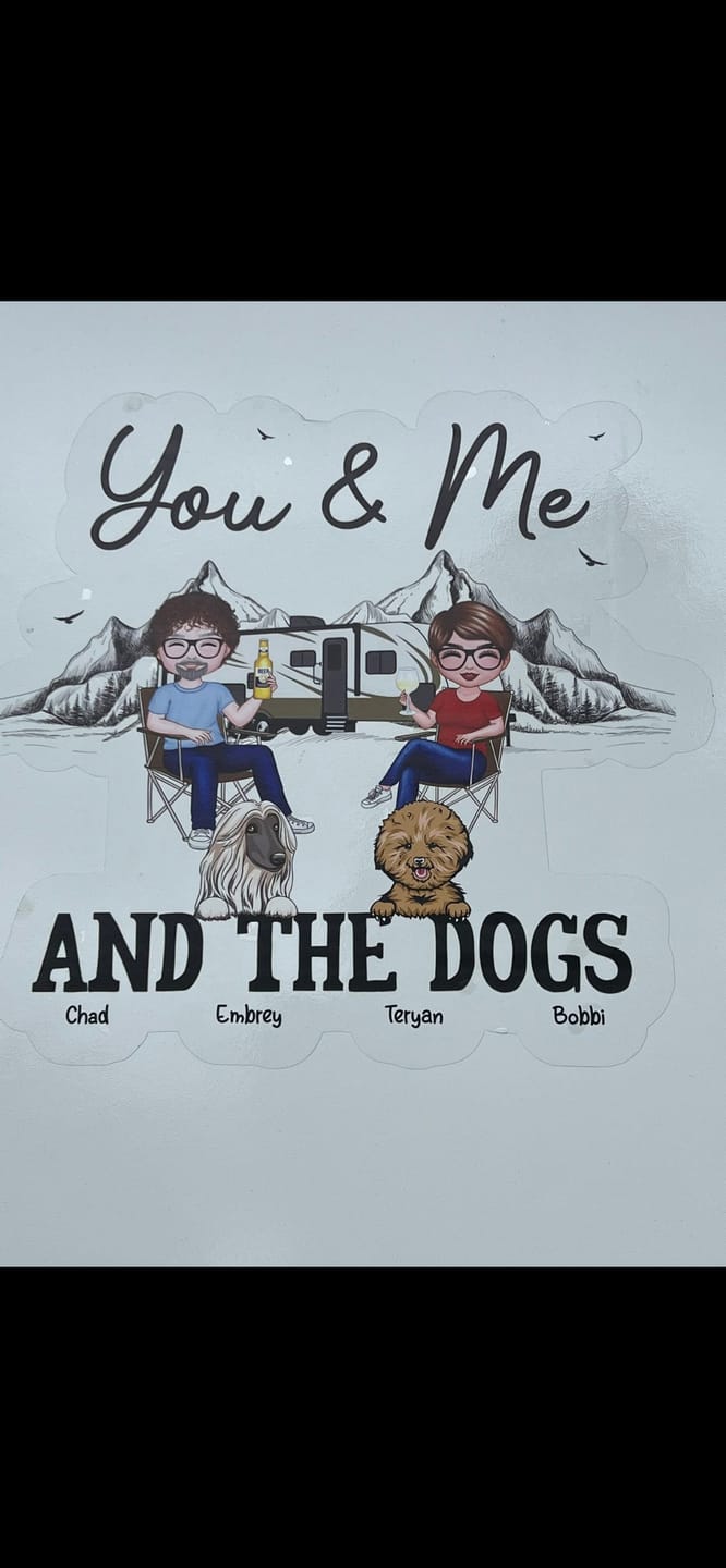 Customer photo review of You Me & The Dogs Camping Couple Personalized RV Decal