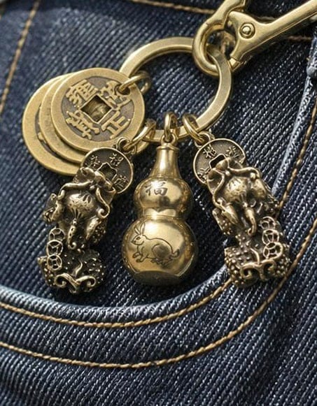 Customer photo review of FuAttract Fortune Protection Prosperity Flow Brass Chinese Zodiac Keychain with Pixiu