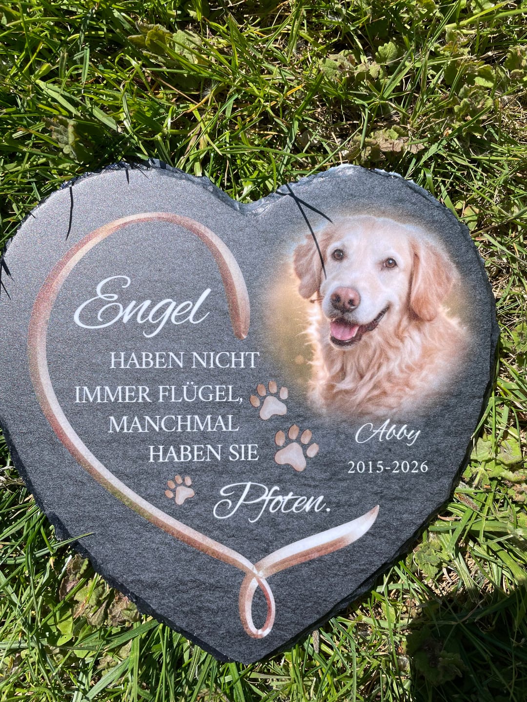Customer photo review of Personalisiertes Schieferherz - Engel haben Pfoten