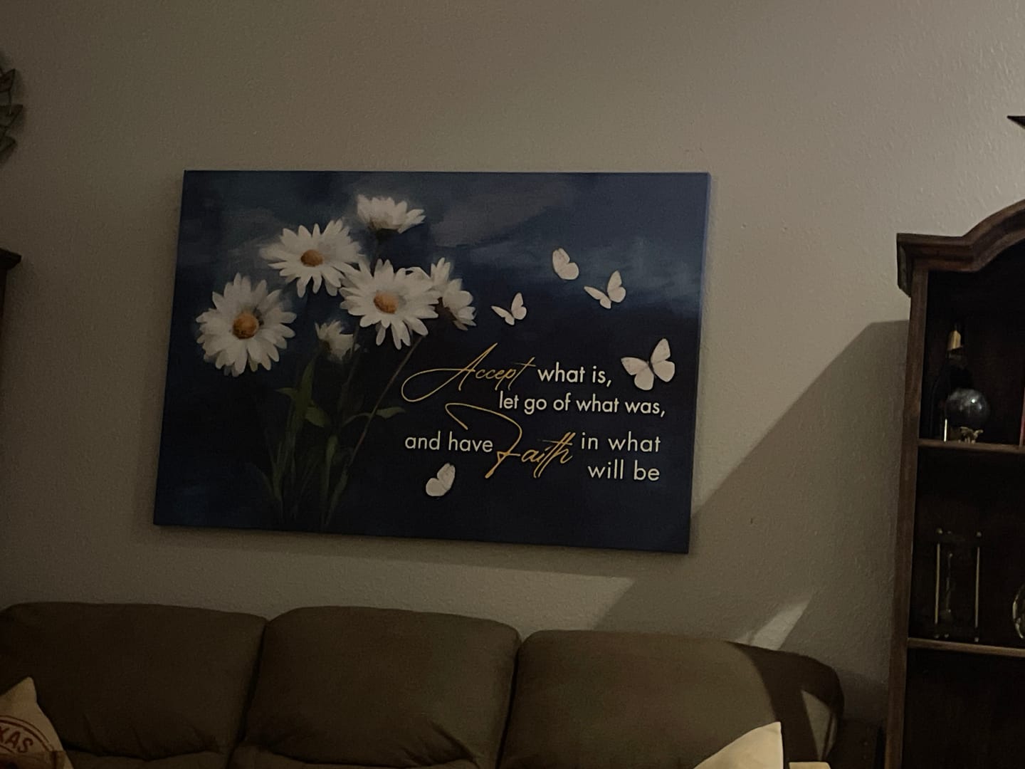 Customer photo review of Accept What is Let Go of What Was, Daisies and Butterflies, Christian Wall Art Canvas