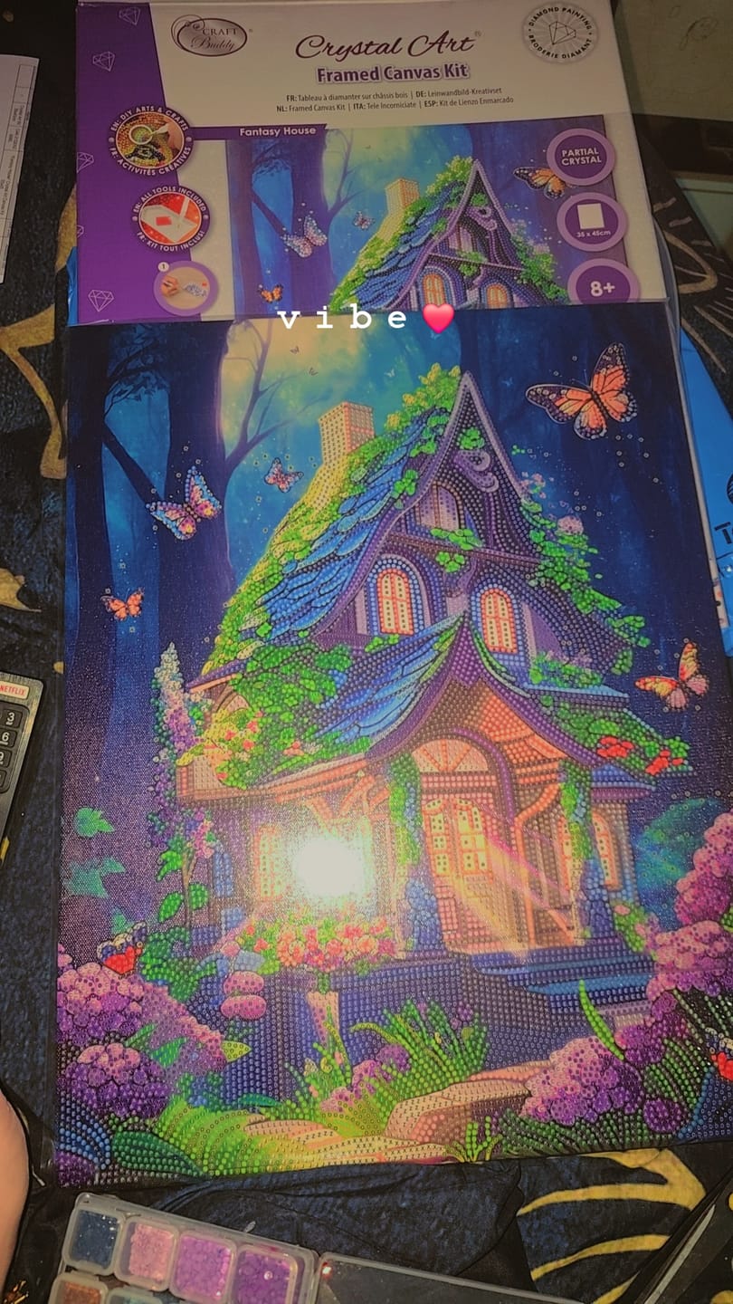 Customer photo review of “Fantasy House” Crystal Art Canvas Kit 35x45