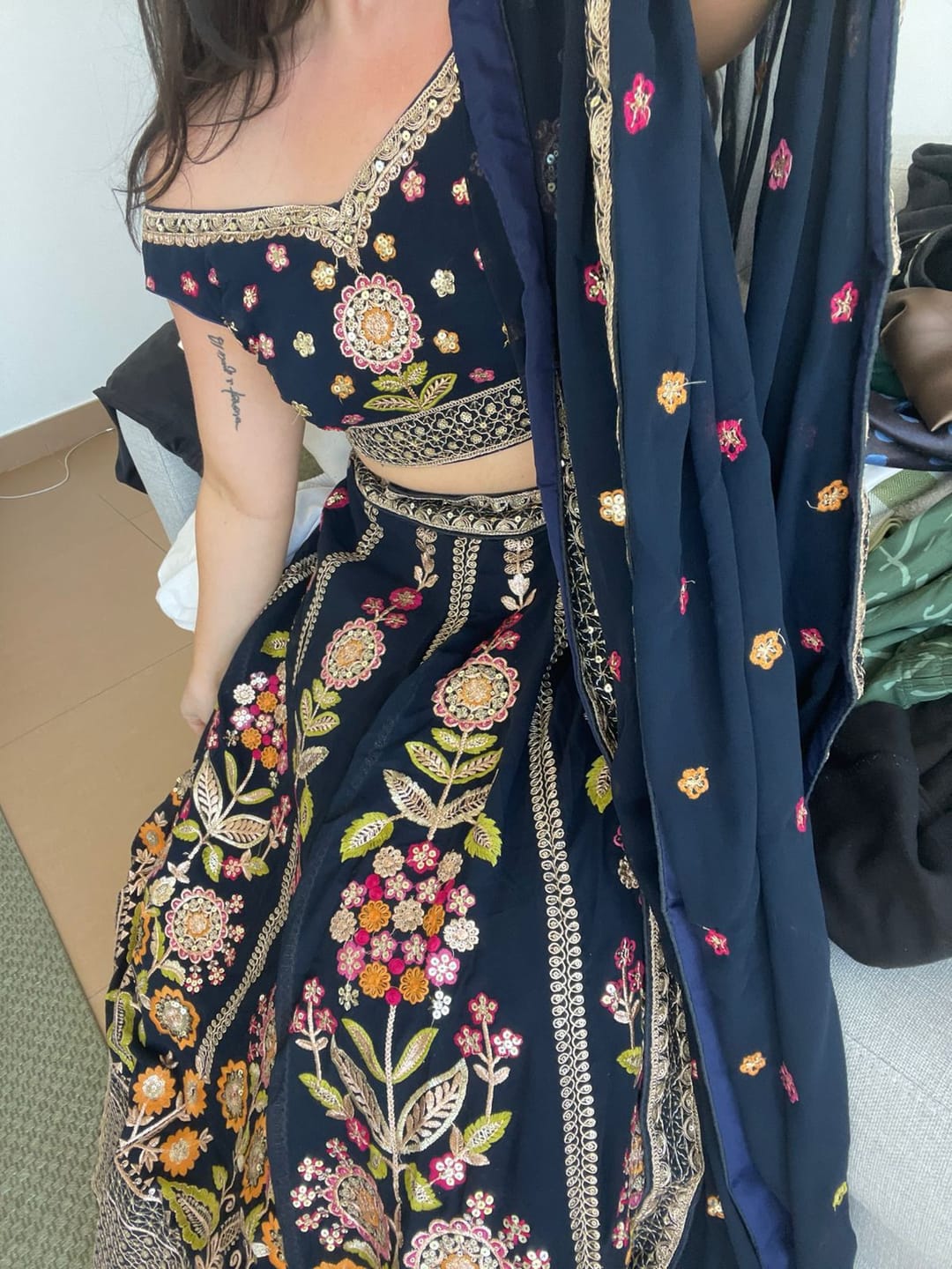 Customer photo review of Royal Blue Sequins Georgette Lehenga