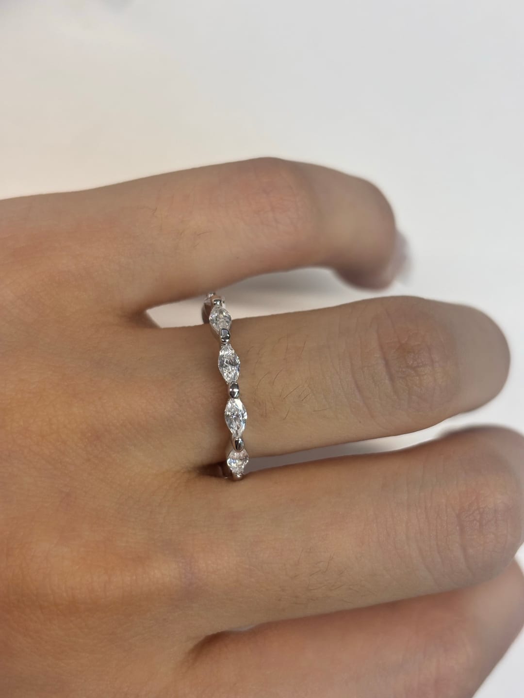 Customer photo review of Louily Elegant Marquise Cut Diamond Women's Wedding Band In Sterling Silver