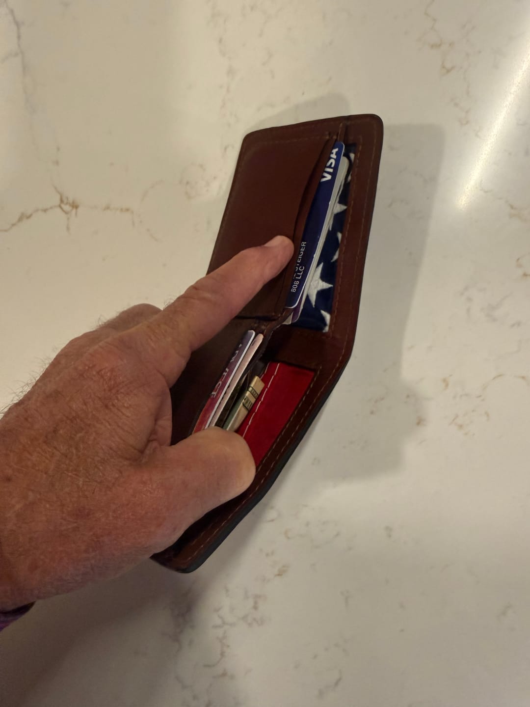 Customer photo review of Old Glory Wallet