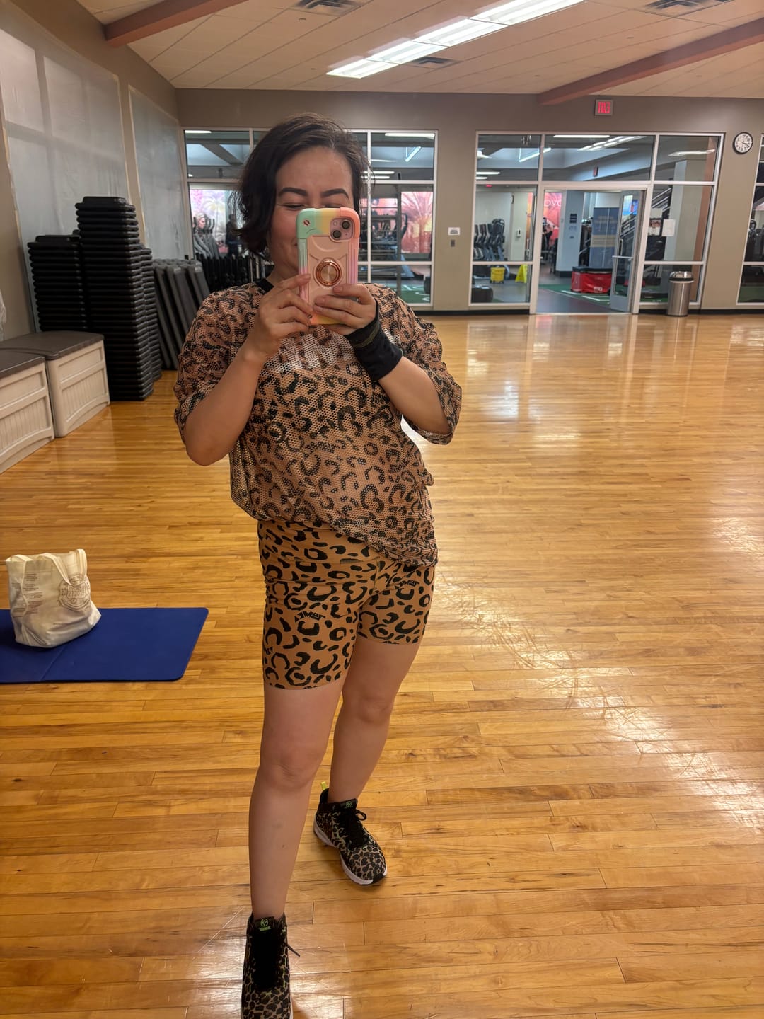 Customer photo review of Zumba Wildbeat Oversized Mesh Top