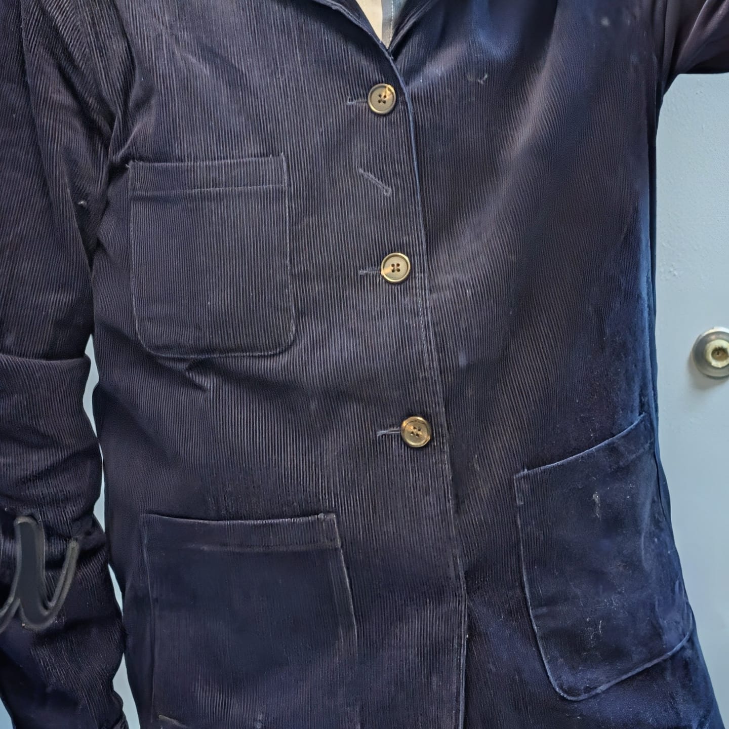 Customer photo review of 1940s French Indigo Corduroy Chore Coat