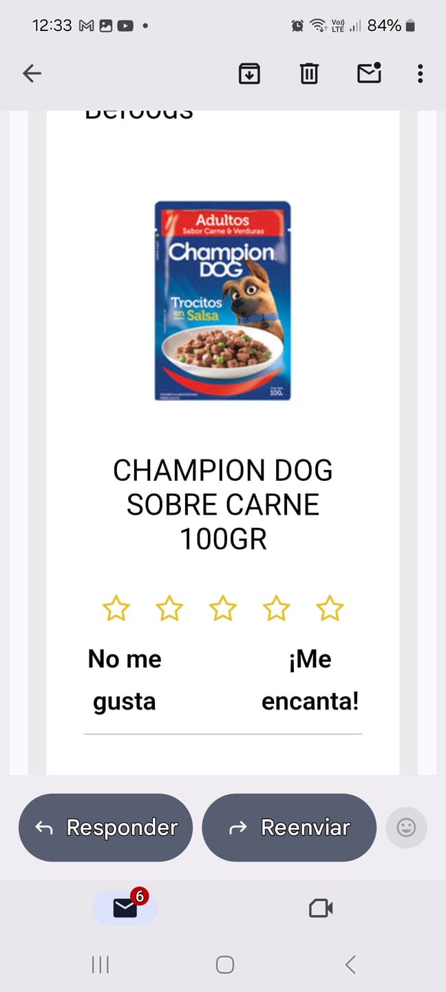 Customer photo review of CHAMPION DOG SOBRE CARNE 100GR