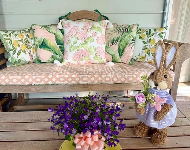Customer photo review of Coastal Indoor Outdoor Throw Pillow Cover Only, Sketch Hydrangea Flower, Blush Pink Green, 18"x18"