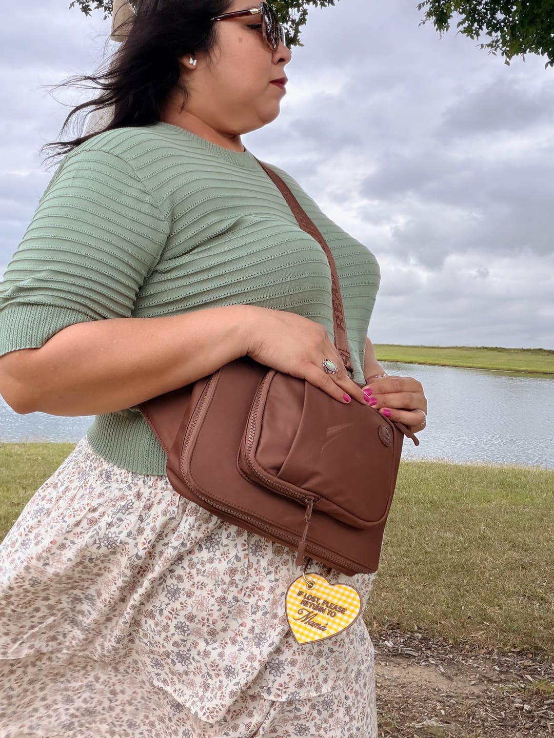Customer photo review of 'If Lost, Please Return to Mamá' Gingham Bag Charm