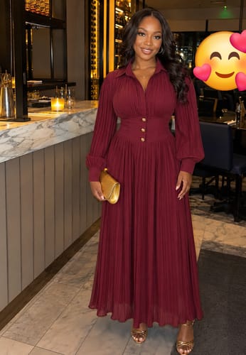 Customer photo review of Sculpted Pleat Maxi | Red
