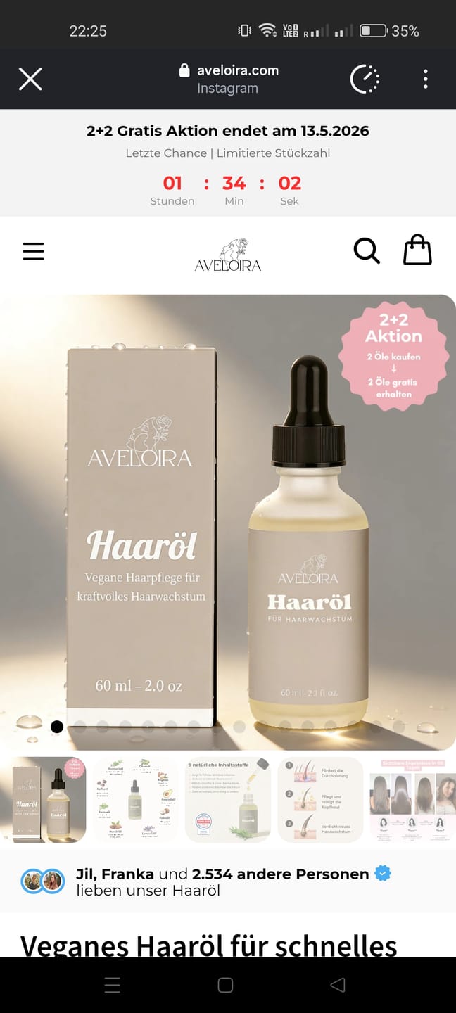 Customer photo review of Veganes Haaröl für schnelles Wachstum