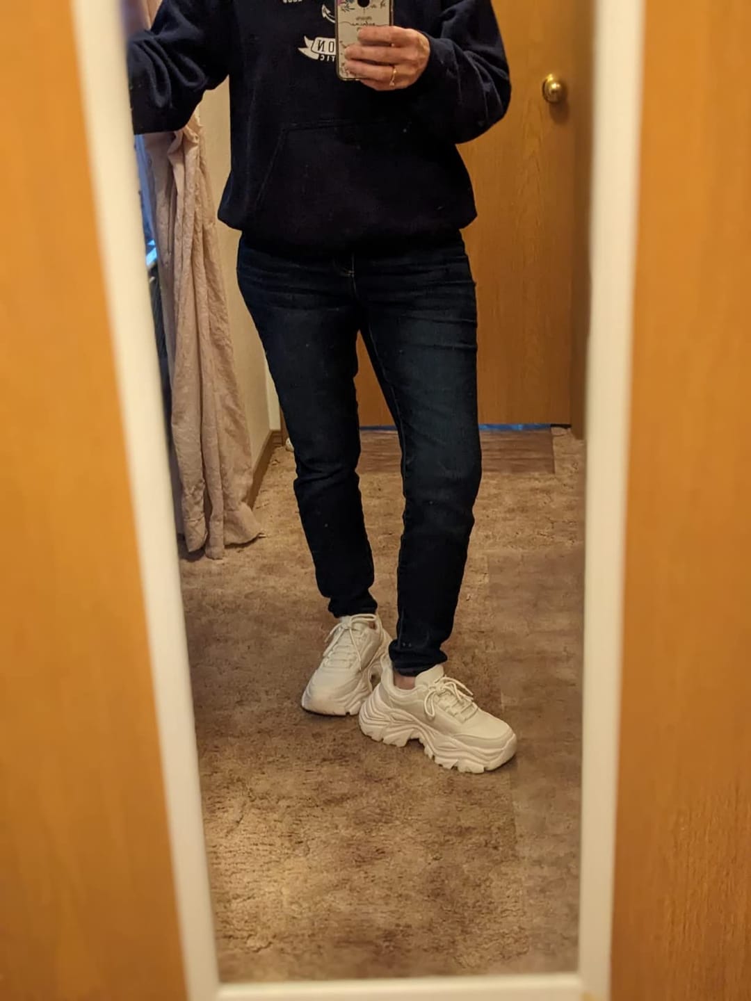 Customer photo review of Lucky Step White Chunky Platform Sneakers