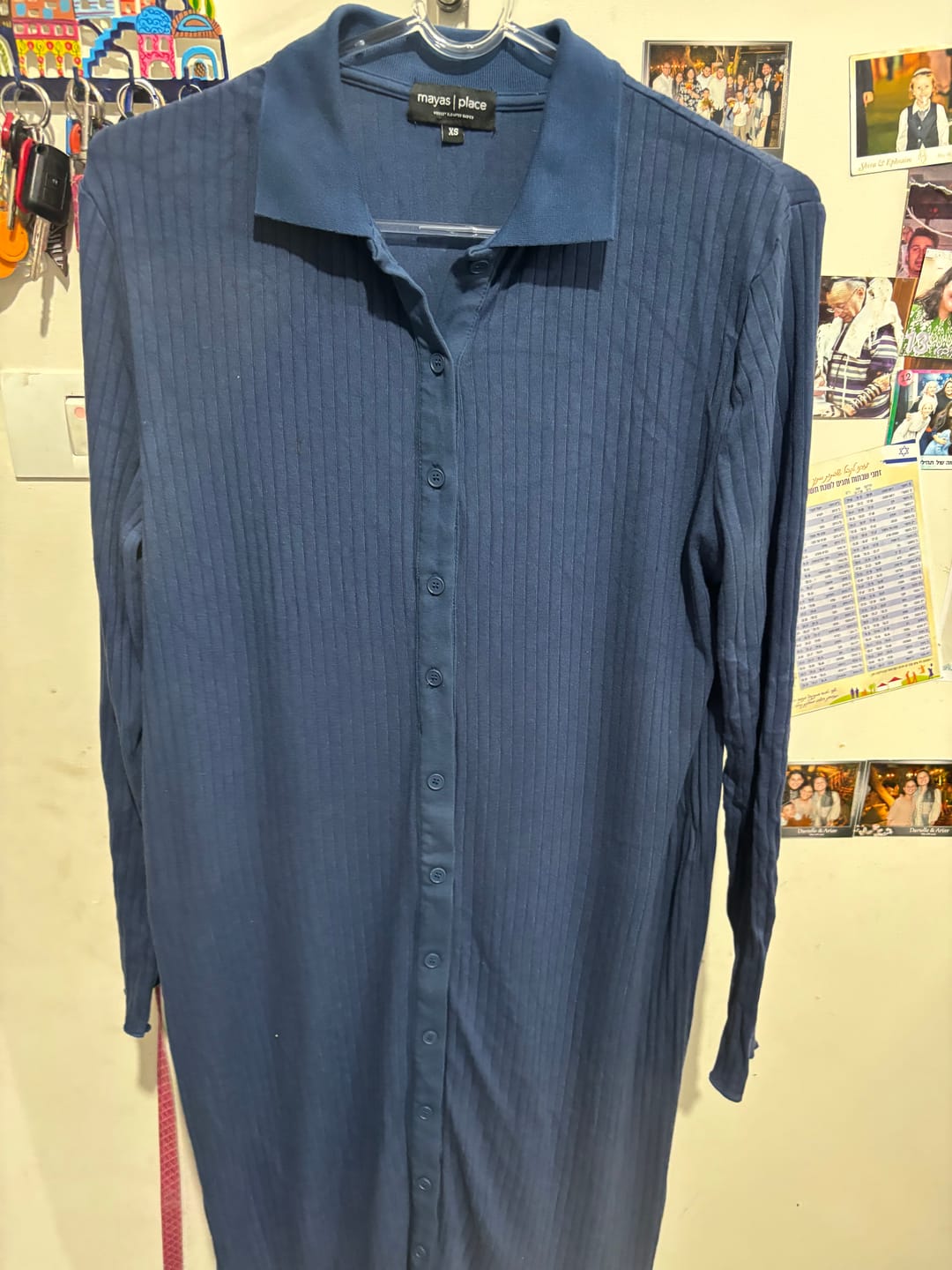 Customer photo review of RIBBED BUTTON DOWN DRESS (NAVY)