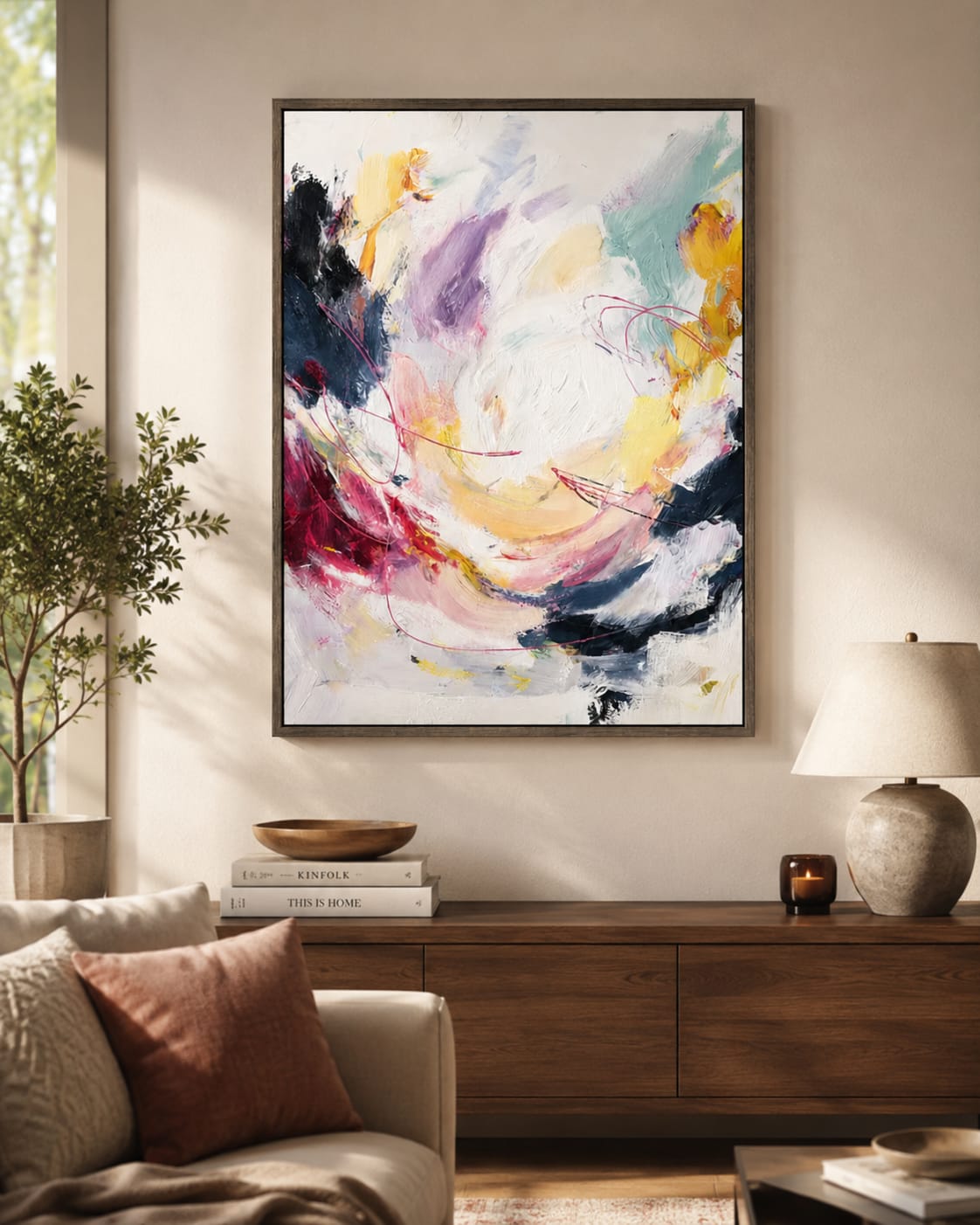Customer photo review of Original Hand-Painted Abstract Oil Painting #CXV069
