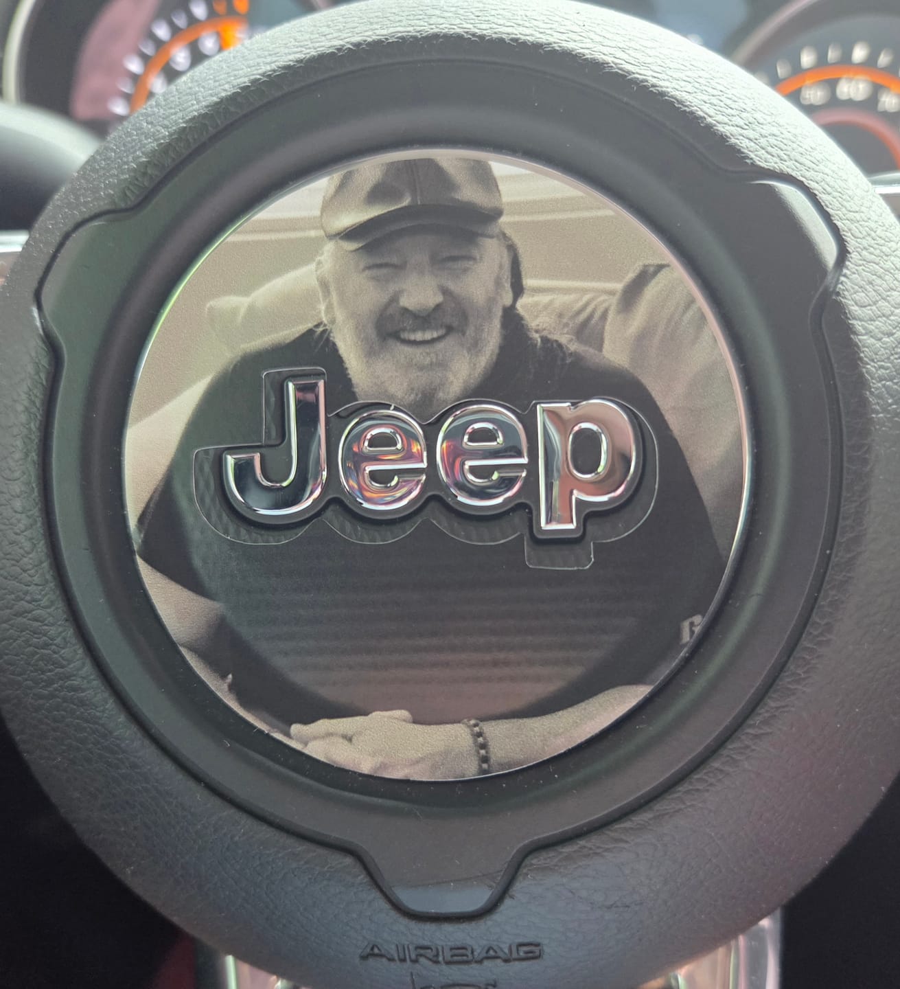 Customer photo review of Design Your Own Steering Wheel Decal for Jeep
