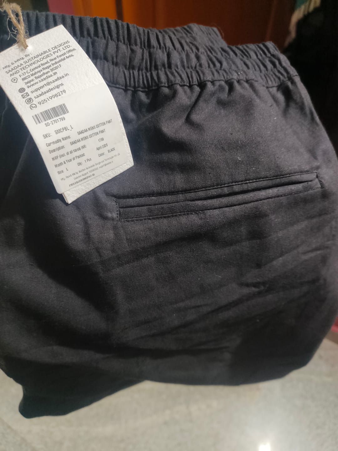 Customer photo review of Men Black Cotton Pant