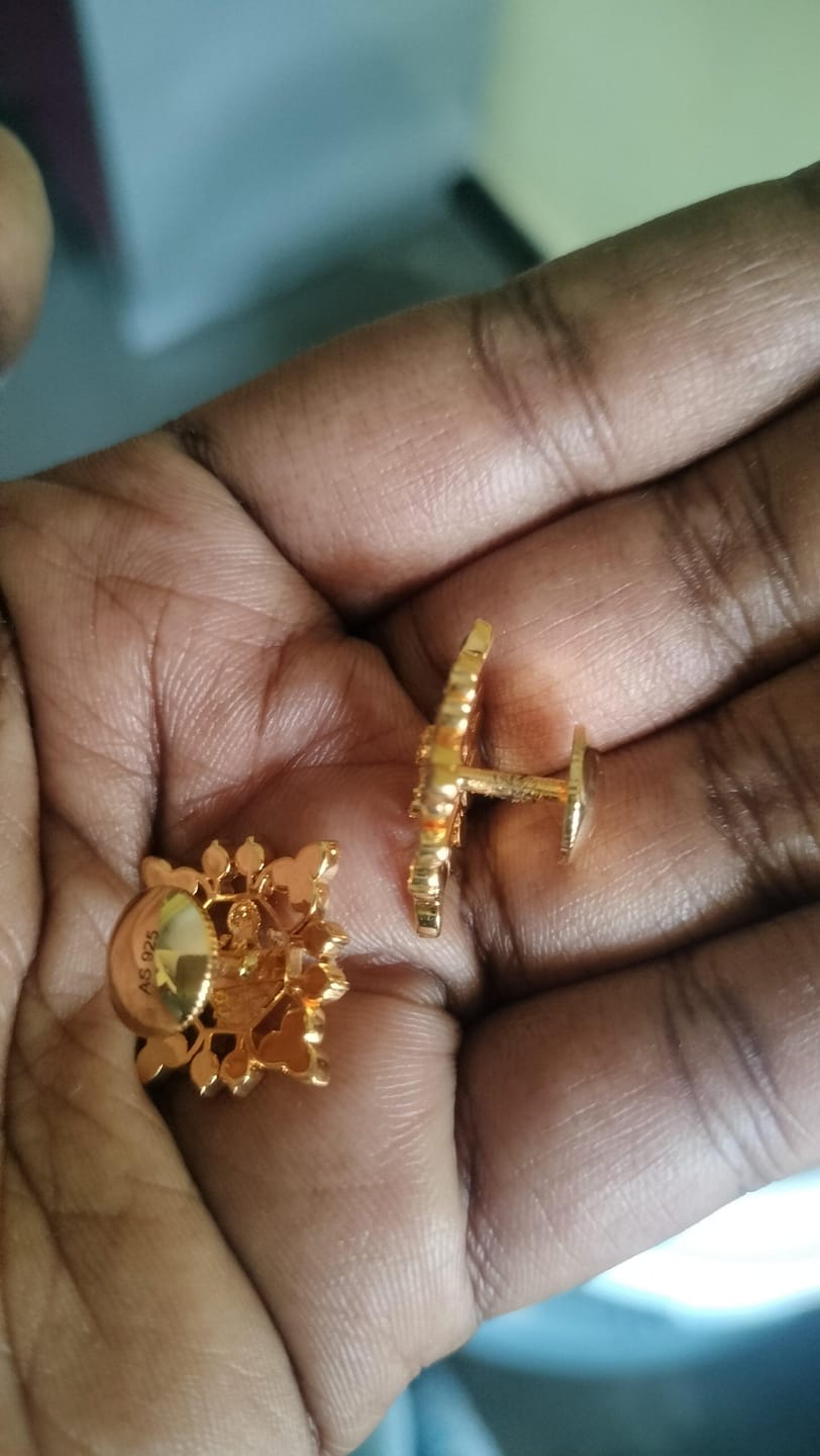 Customer photo review of Gold-Plated Lakshmi Stud Earrings
