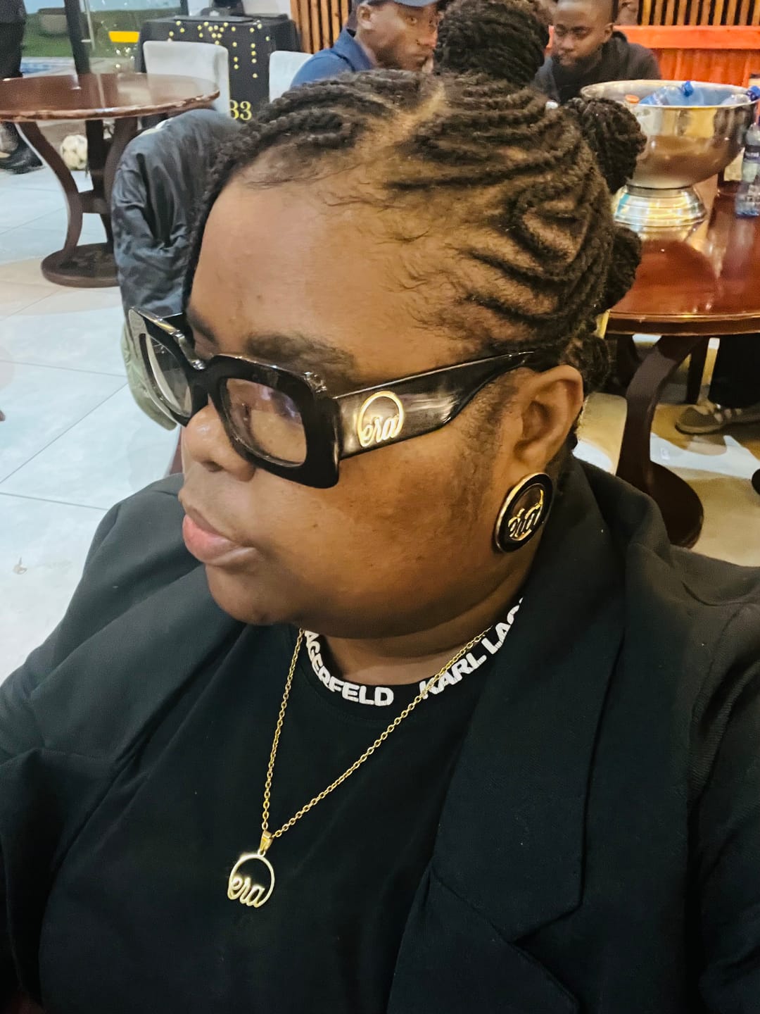 Customer photo review of Gold Diva Earrings