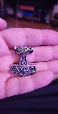 Customer photo review of Sterling Silver Skane Replica Mjolnir Pendant