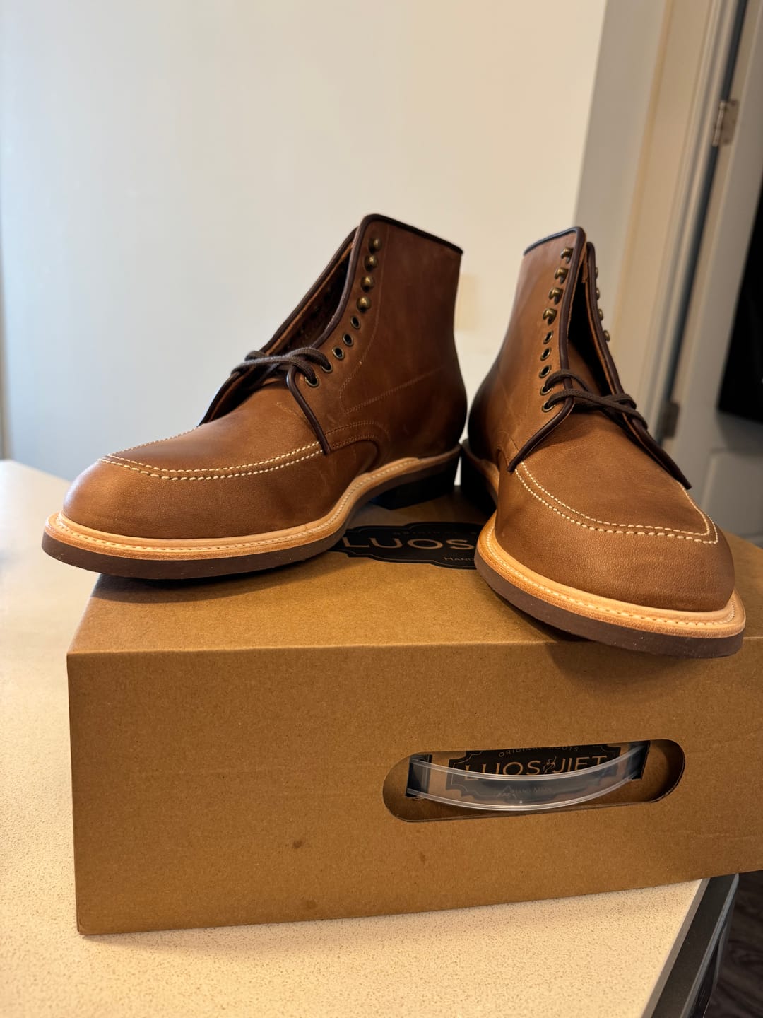Customer photo review of Indiana MocToe Boot -luosjiet®boots -  Tan Refresh Waxy