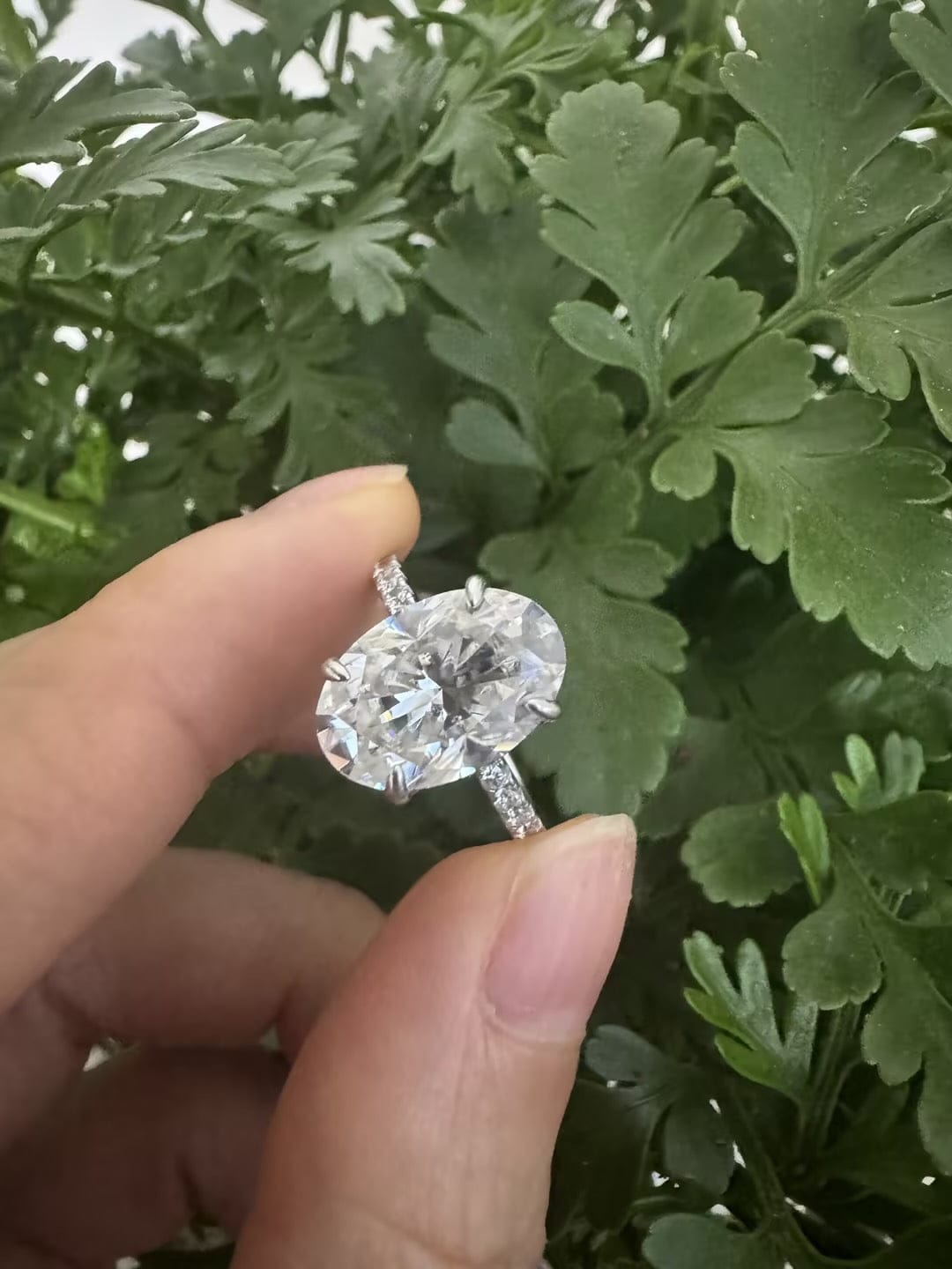 Customer photo review of S925 Moissanite 2.0 Ct~5.5 Ct Pavé Oval Cut Engagement Rings For Women