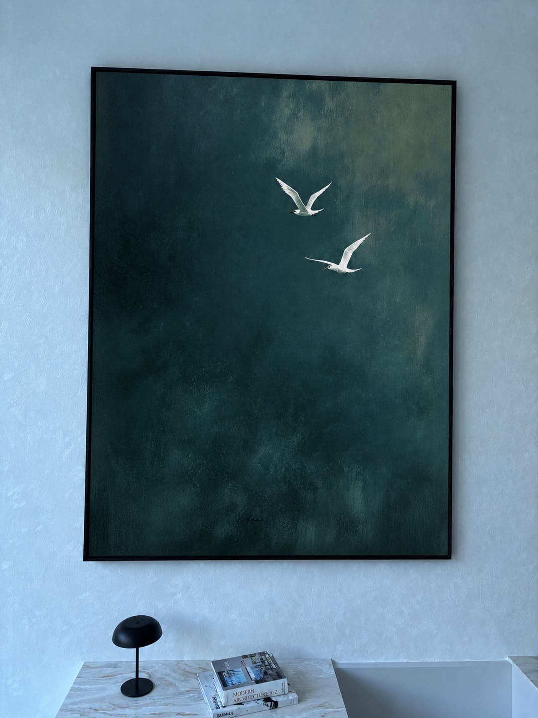 Customer photo review of Twilight Blue Crane Flight Painting #yar32