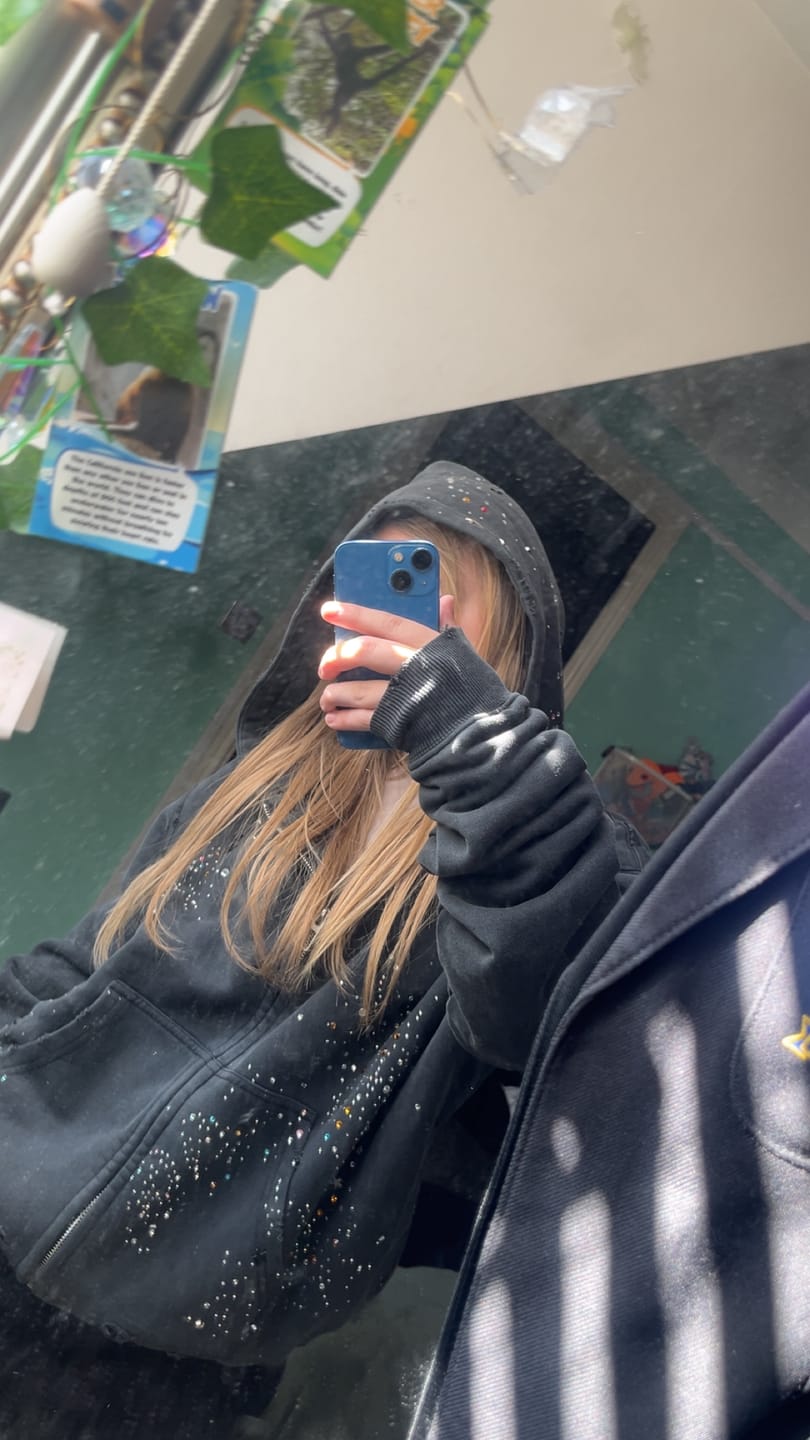 Customer photo review of Aelfric Eden Rhinestone Boxy Zip Up V302 Hoodie