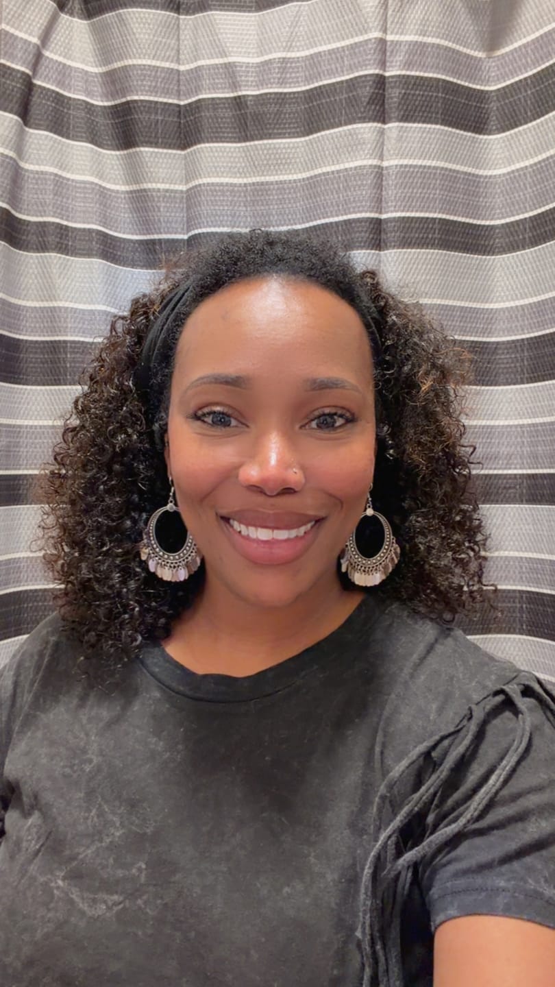 Customer photo review of Drawstring 3 in 1 Kinky Curly Half Wig Human Hair