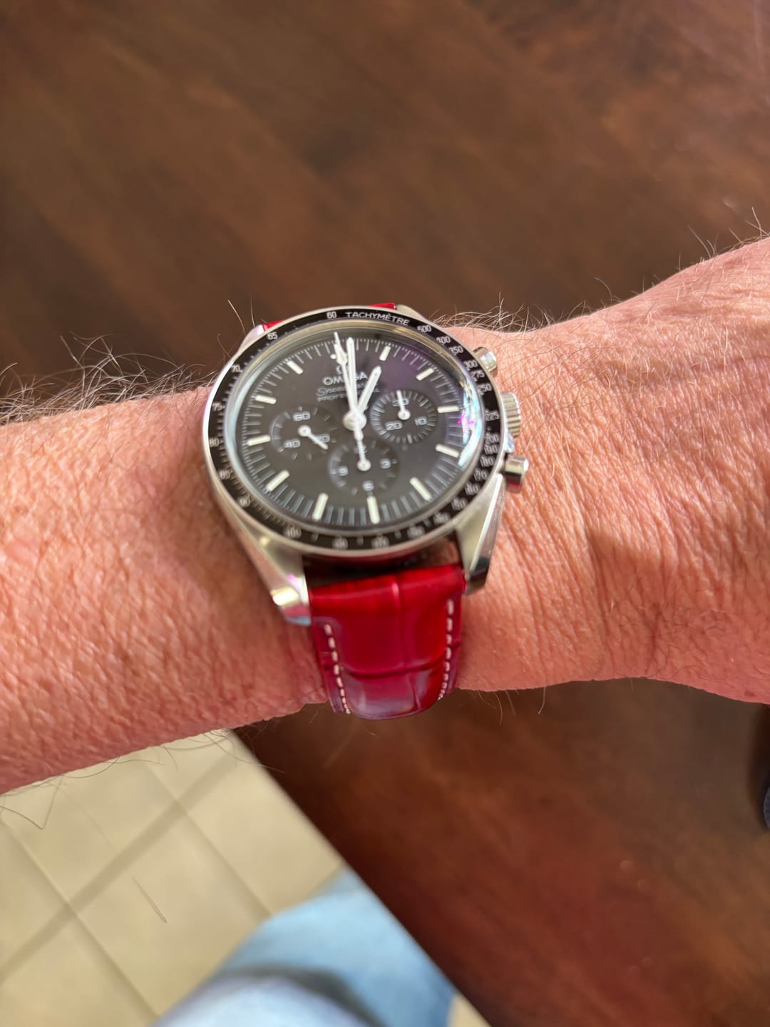 Customer photo review of Leather - Crocodile Grain - Cherry Red