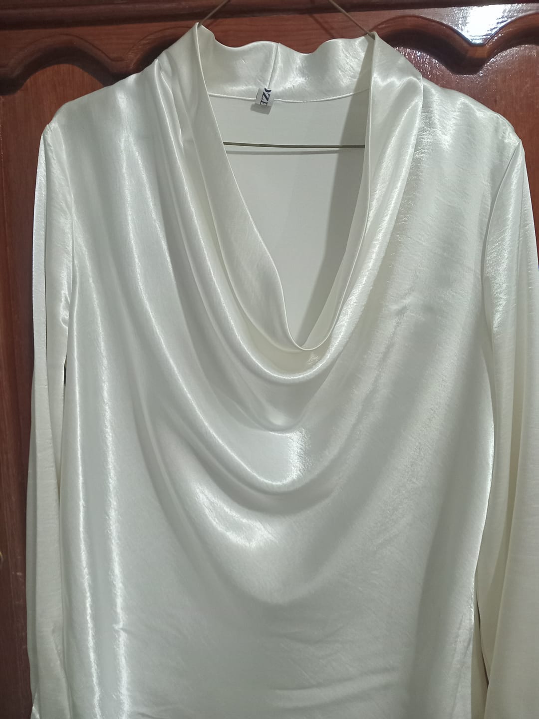 Customer photo review of Long Sleeves Loose Solid Color Heaps Collar Blouses&Shirts Tops