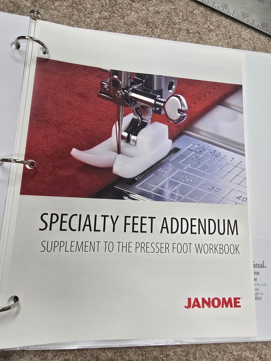 Customer photo review of Janome Specialty Presser Feet Workbook Addendum