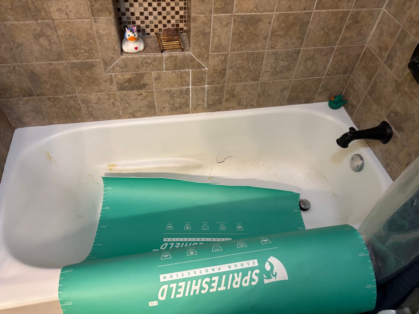 Customer photo review of Large Wall Damage - Tub and Shower Repair Kit