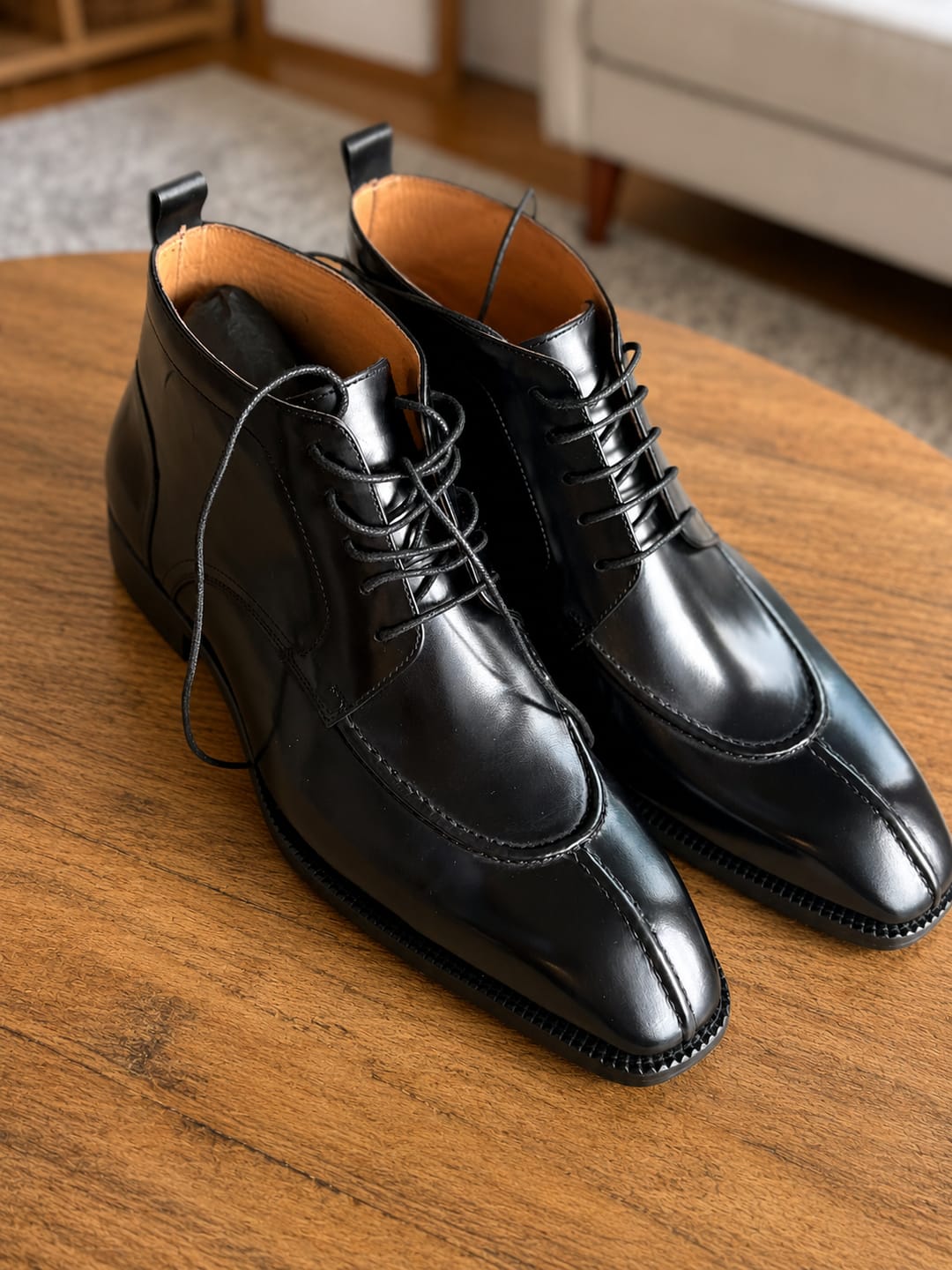 Customer photo review of The Apron Toe Lace-Up Boot