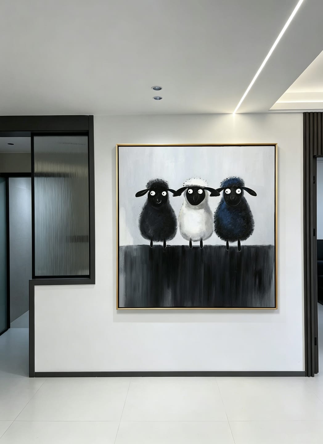 Customer photo review of Three Little Woolies – Modern Cute Sheep Art