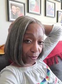 Customer photo review of Luvwin 5x5 Salt And Pepper Glueless Gray Color Pre-Cut Lace Straight Bob Wig For Black Women