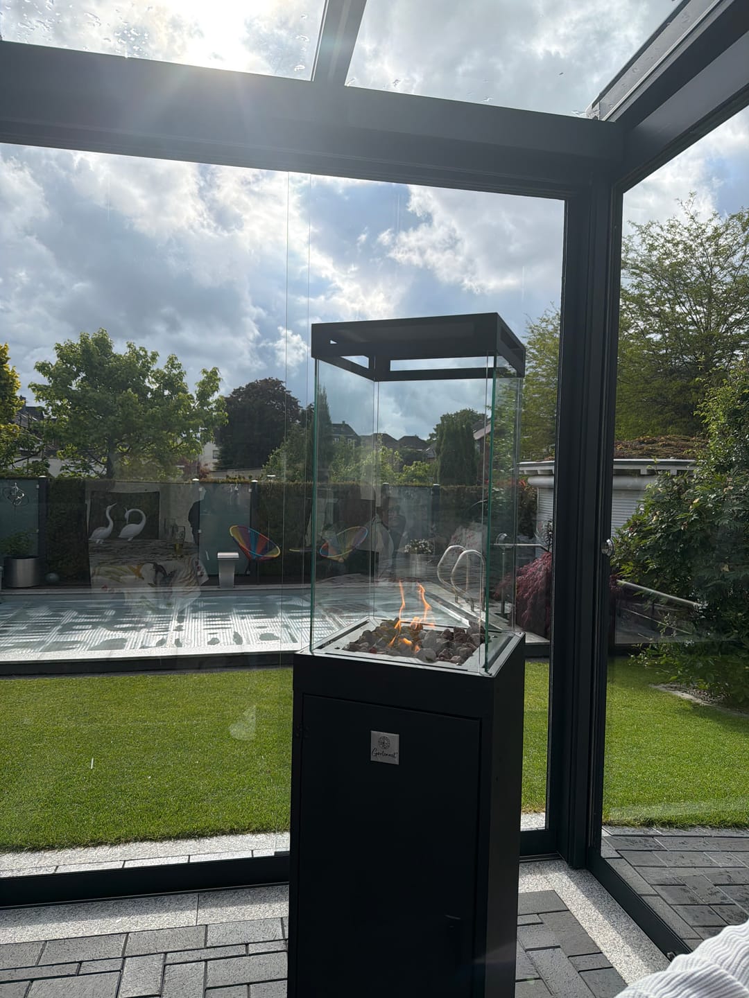 Customer photo review of Gartenzeit® Gas-Terrassenheizer mit Glaszylinder inkl. Abdeckung