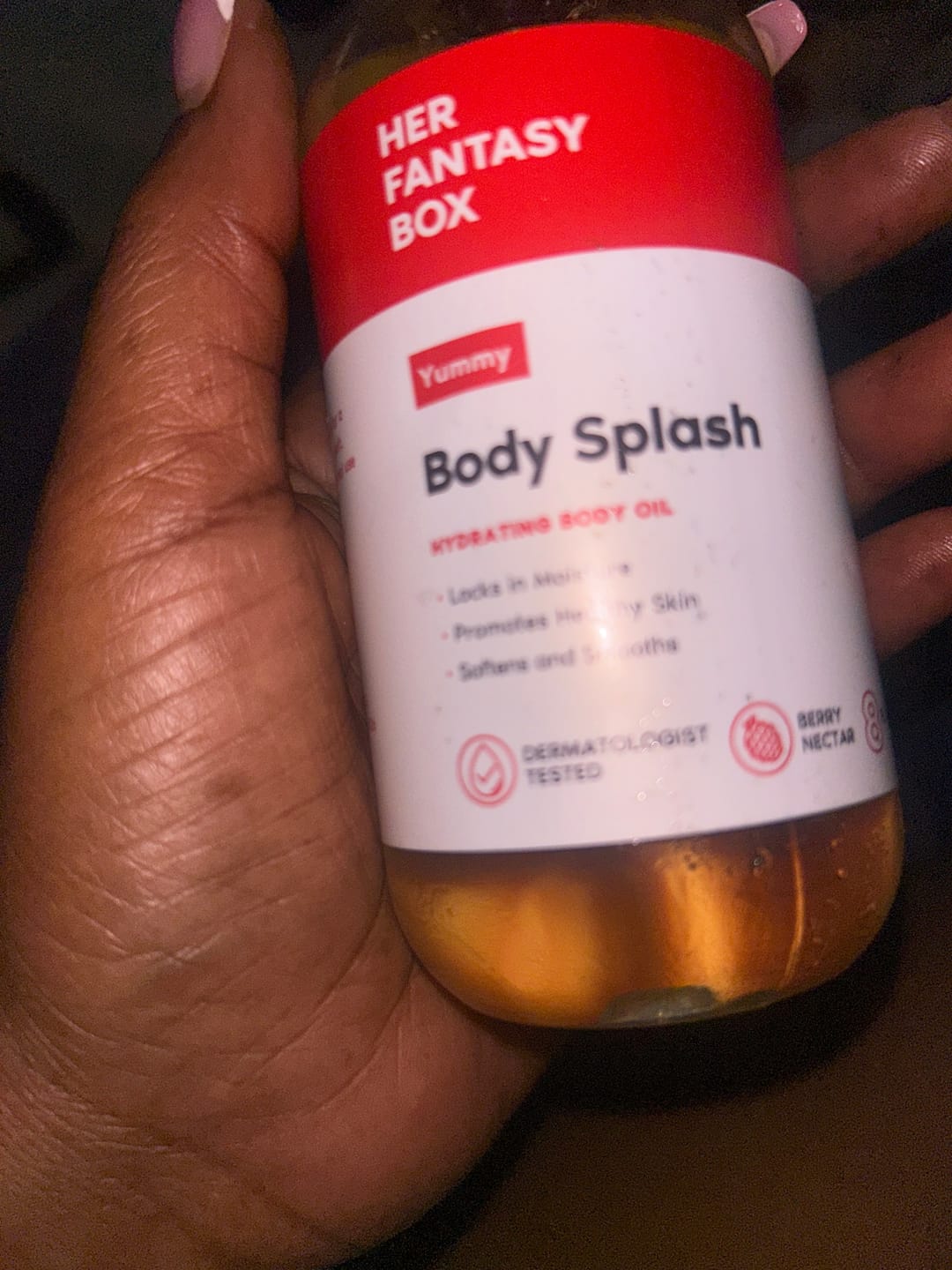 Customer photo review of Body Splash - Skin Smoothing Body Oil  (Yummy)