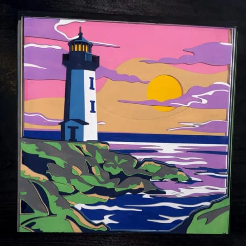 Customer photo review of 3 Lighthouse Shadow Box Svg Laser File