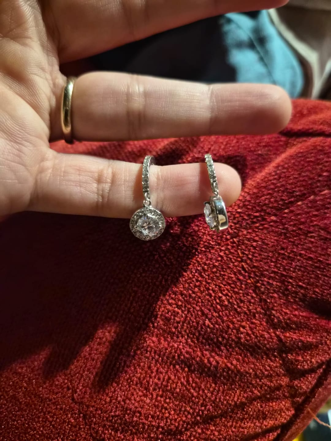 Customer photo review of Silver Zircon Drizzle Drop Earrings
