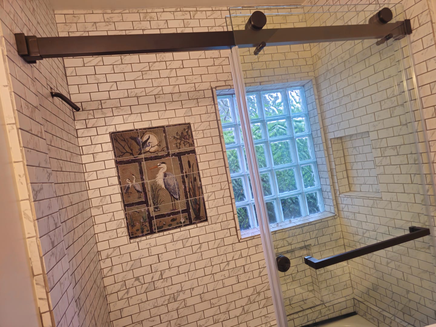 Customer photo review of Soft-Closing Double Sliding Frameless Shower Door with One Finger Pull - DS13H