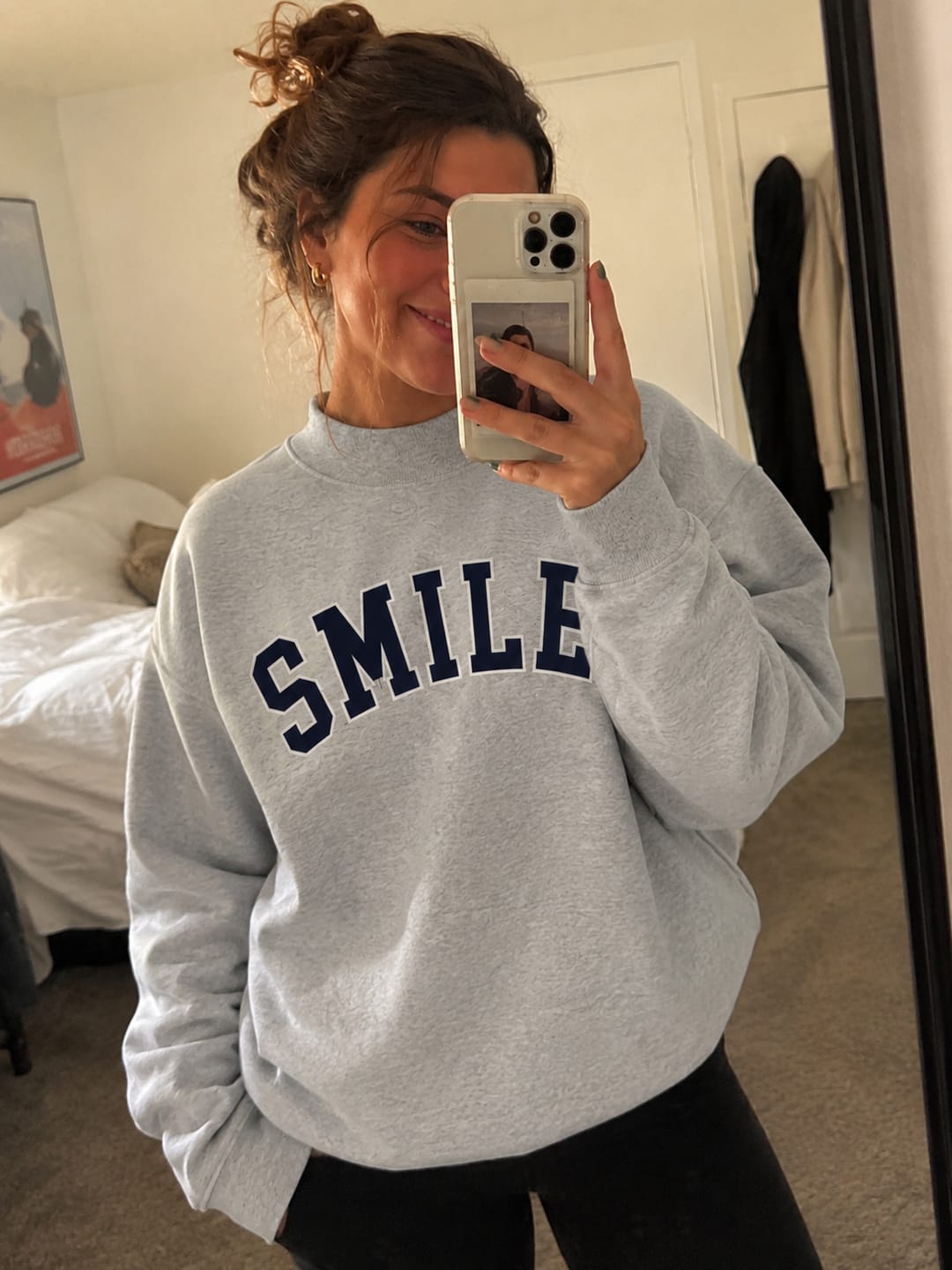 Customer photo review of Smile | The World’s Better With You In It Mockneck