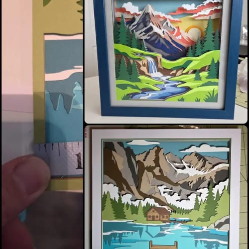Customer photo review of 3 Forest Mountain Landscape Shadow Box Svg File
