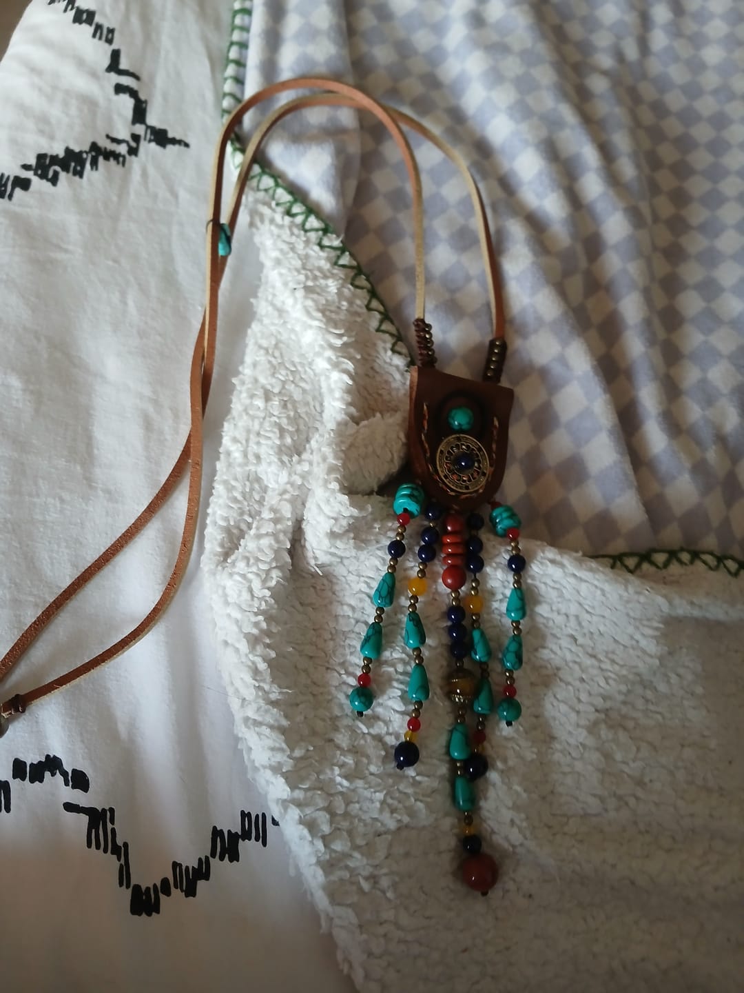 Customer photo review of Indie Folk Fringe Leather Necklace