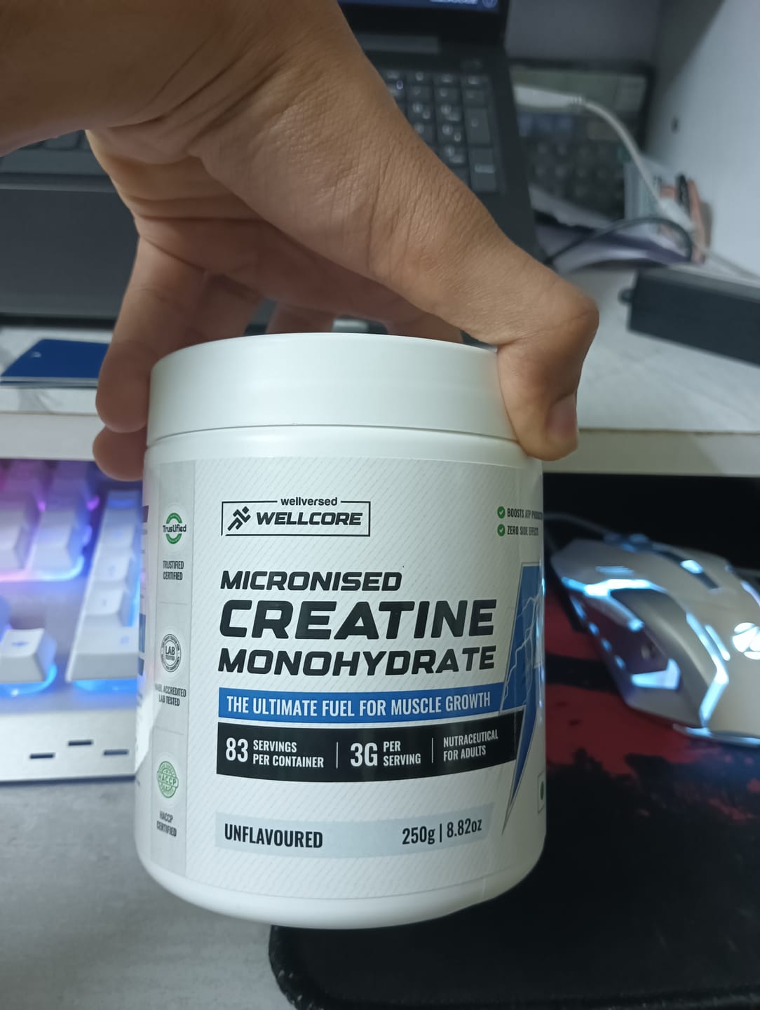 Customer photo review of Wellcore - Micronised Creatine Monohydrate (250g, 83 Servings)