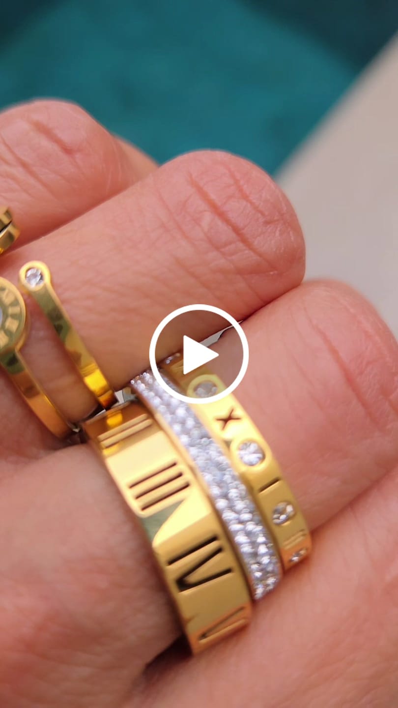 Customer video review of Anel Aro Triplo Algarismo Romano Banhado em Ouro 18K