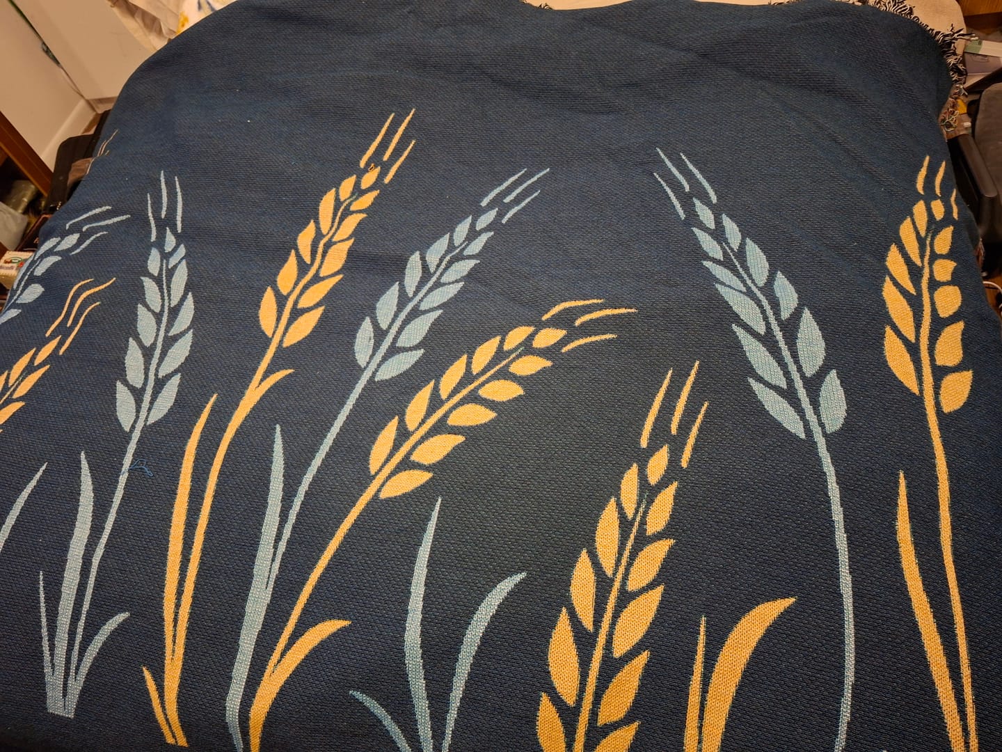 Customer photo review of Dark Blue Woven Blanket-Golden Harvest