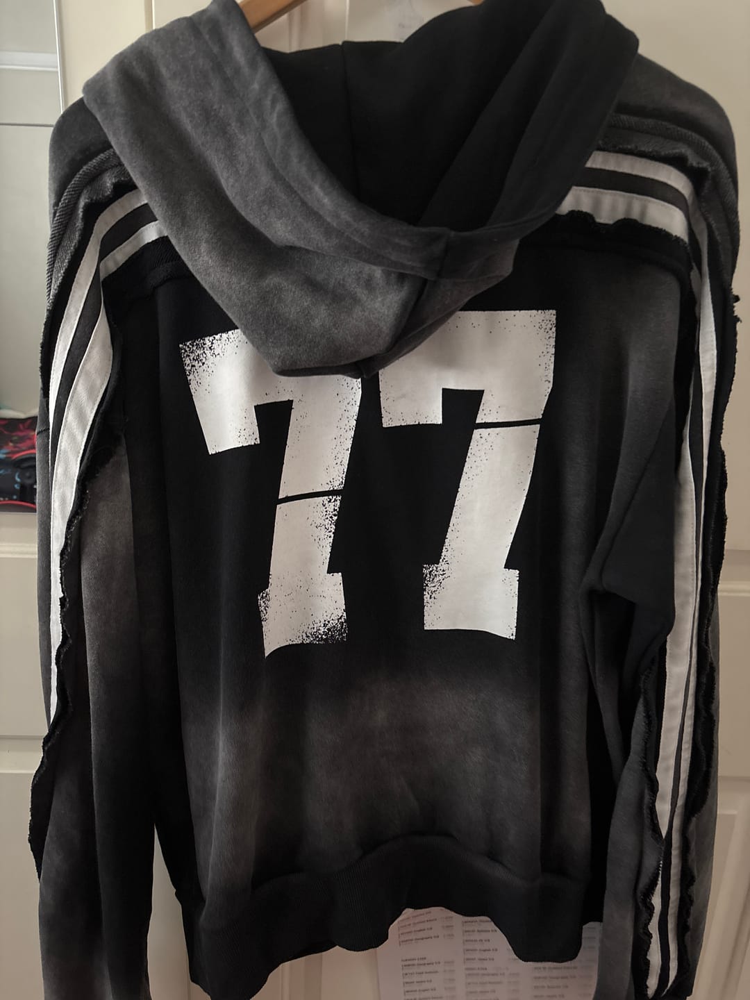 Customer photo review of Aelfric Eden Boxy fit 77 Stripe Zip Hoodie – Acid Wash