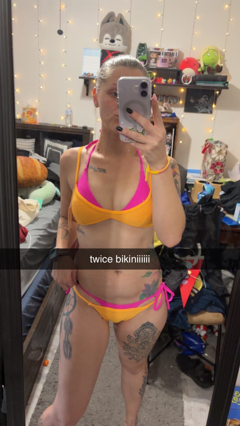 Customer photo review of Seamolly Colorblock Two Tone String Double Layer Bikini Set